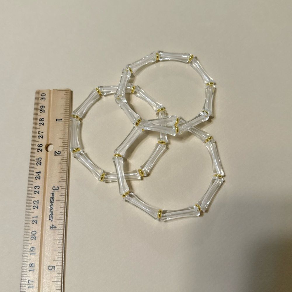 Anthropologie Clear and Gold Beaded Stretch Bracelet - Picture 4 of 4